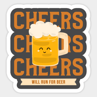 Will Run For Beer T-Shirt | Running T-Shirt | Funny Running T-Shirt | Trail runner gifts T-Shirt Sticker